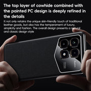 For Redmi K70 / K70 Pro First Layer Cowhide Leather Electroplated PC Phone Case(Black)