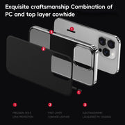 For iPhone 16 Pro First Layer Cowhide Leather Electroplated PC Phone Case(Orange)