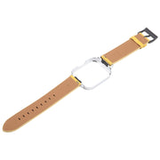 For Redmi Watch 3 Lite Metal Frame Integrated Leather Watch Band(Yellow)