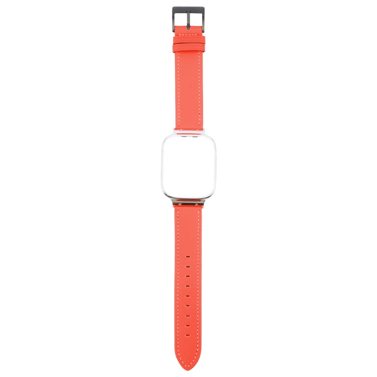 For Redmi Watch 3 Lite Metal Frame Integrated Leather Watch Band(Red)