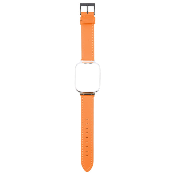 For Redmi Watch 3 Lite Metal Frame Integrated Leather Watch Band(Brown)