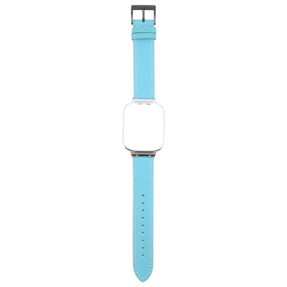 For Redmi Watch 3 Lite Metal Frame Integrated Leather Watch Band(Blue)