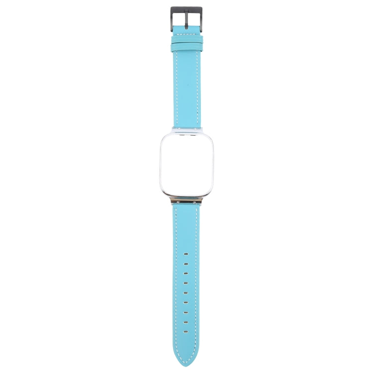 For Redmi Watch 3 Lite Metal Frame Integrated Leather Watch Band(Blue)