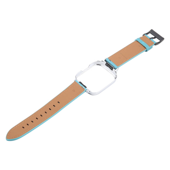 For Redmi Watch 3 Lite Metal Frame Integrated Leather Watch Band(Blue)