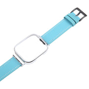 For Redmi Watch 3 Lite Metal Frame Integrated Leather Watch Band(Blue)