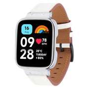 For Redmi Watch 3 Lite Metal Frame Integrated Leather Watch Band(White)