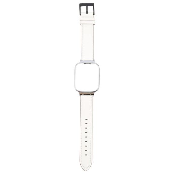 For Redmi Watch 3 Lite Metal Frame Integrated Leather Watch Band(White)