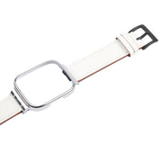 For Redmi Watch 3 Lite Metal Frame Integrated Leather Watch Band(White)