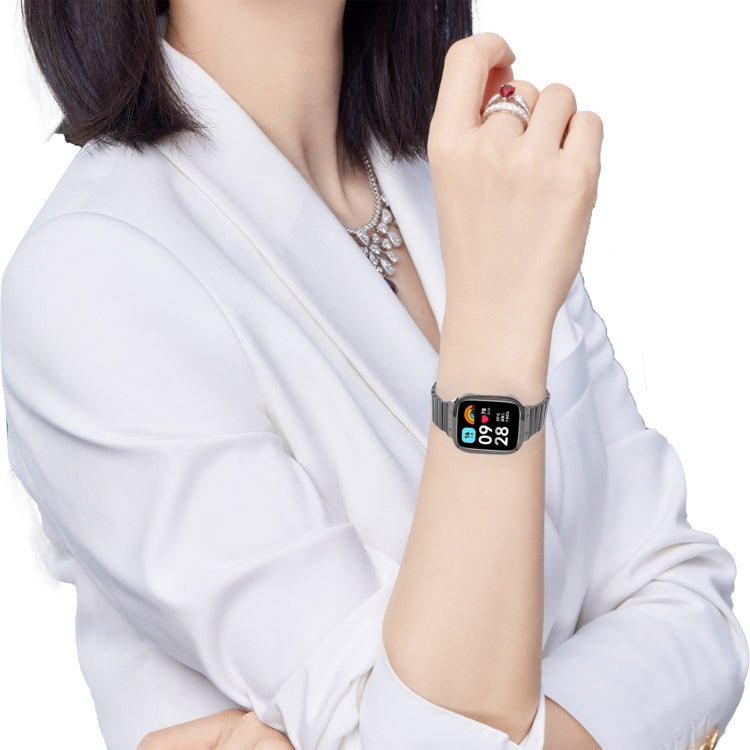 For Redmi Watch 3 Lite Frame Integrated One-bead Stainless Steel Watch Band(Black)