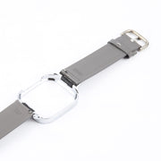 For Redmi Watch 3 Lite Metal Frame Integrated Genuine Leather Watch Band(Grey)
