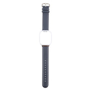 For Redmi Watch 3 Lite Metal Frame Integrated Genuine Leather Watch Band(Dark Blue)