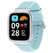For Redmi Watch 3 Lite Metal Frame Integrated Genuine Leather Watch Band(Sky Blue)