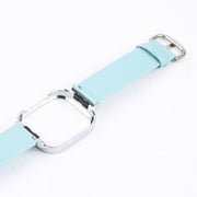 For Redmi Watch 3 Lite Metal Frame Integrated Genuine Leather Watch Band(Sky Blue)