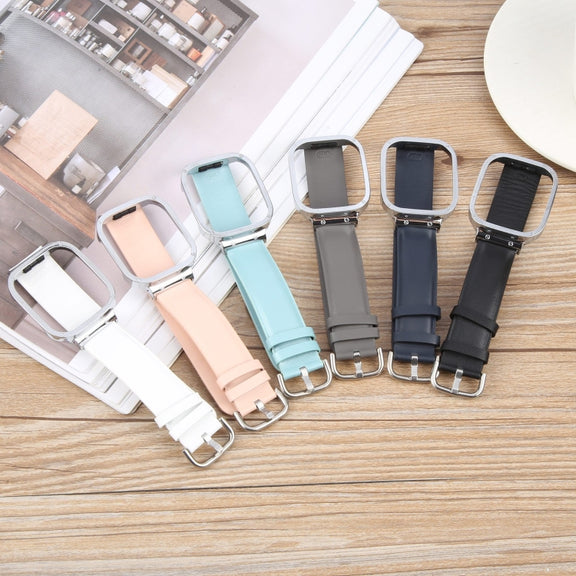 For Redmi Watch 3 Lite Metal Frame Integrated Genuine Leather Watch Band(White)