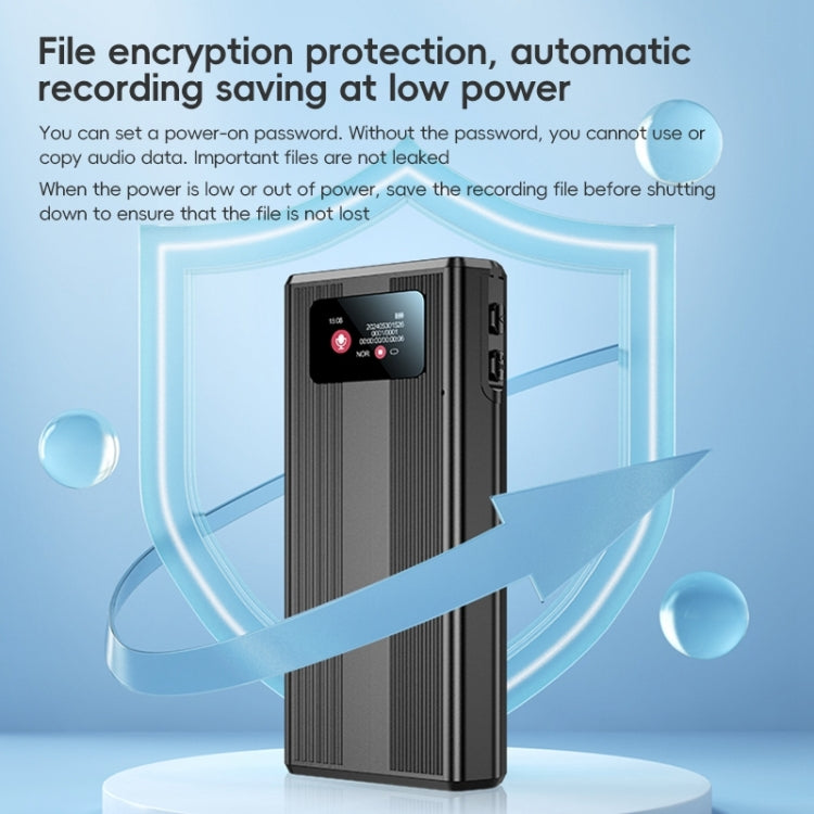 ZD42B Magnetic Sound Control Smart Noise Reduction Voice Recorder, Memory:32GB(Black)