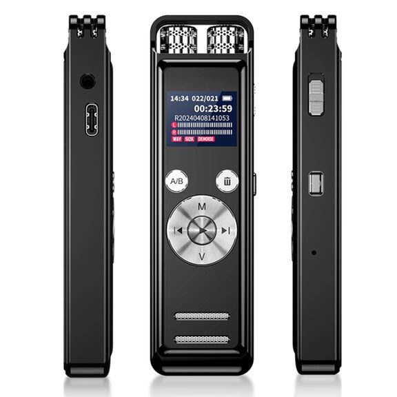ZD43B Omnidirectional Dual Mic Smart Noise Reduction Voice Recorder, Memory:32GB(Black)