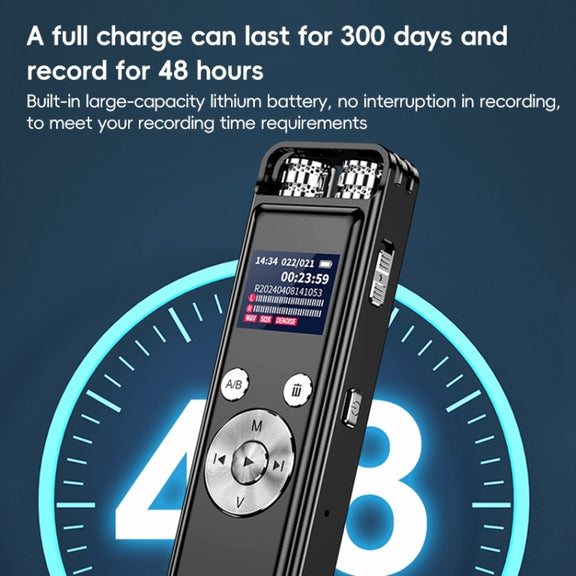 ZD43B Omnidirectional Dual Mic Smart Noise Reduction Voice Recorder, Memory:32GB(Black)