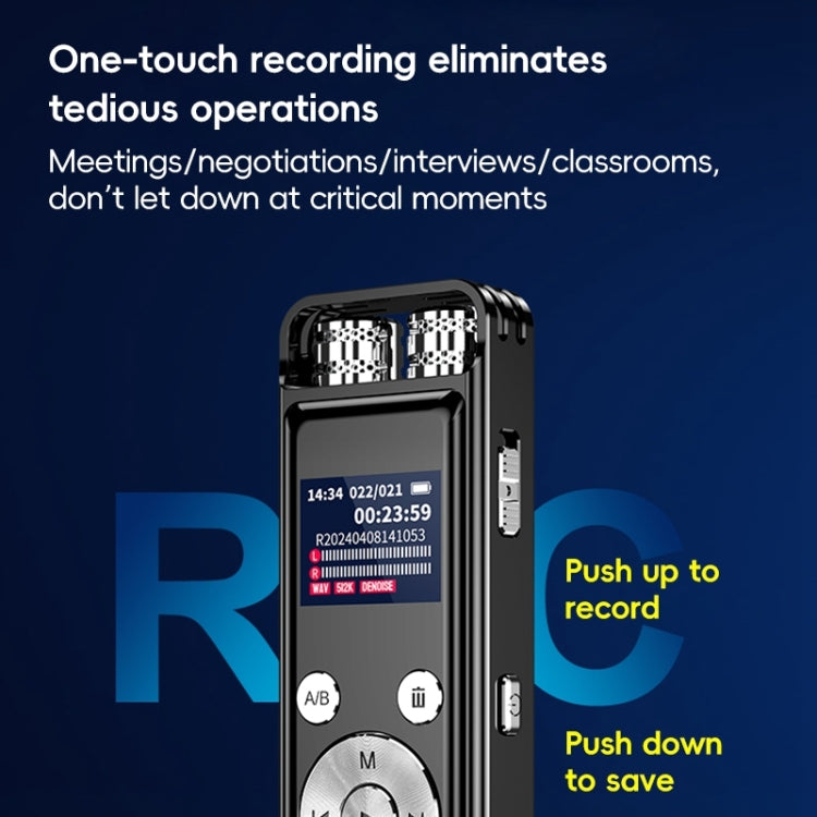 ZD43B Omnidirectional Dual Mic Smart Noise Reduction Voice Recorder, Memory:32GB(Black)
