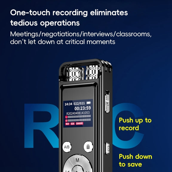 ZD43B Omnidirectional Dual Mic Smart Noise Reduction Voice Recorder, Memory:32GB(Black)