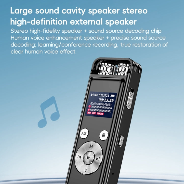 ZD43B Omnidirectional Dual Mic Smart Noise Reduction Voice Recorder, Memory:32GB(Black)