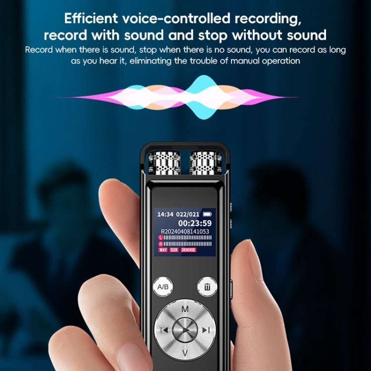 ZD43B Omnidirectional Dual Mic Smart Noise Reduction Voice Recorder, Memory:32GB(Black)