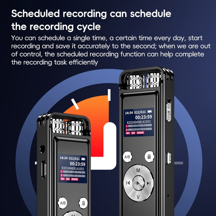 ZD43B Omnidirectional Dual Mic Smart Noise Reduction Voice Recorder, Memory:64GB(Black)