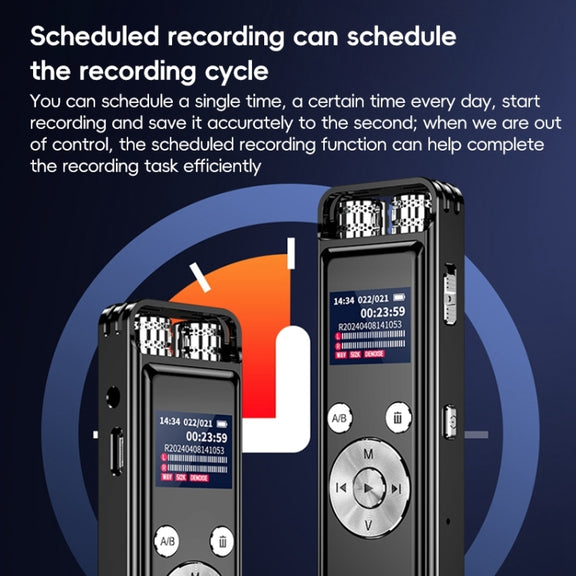 ZD43B Omnidirectional Dual Mic Smart Noise Reduction Voice Recorder, Memory:64GB(Black)