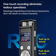 ZD43B Omnidirectional Dual Mic Smart Noise Reduction Voice Recorder, Memory:64GB(Black)