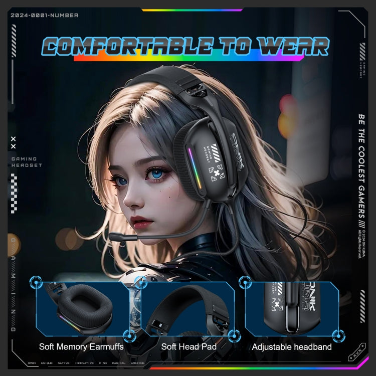 ONIKUMA X12 USB /  3.5mm Wired RGB Light Gaming Headset with Mic, Cable length: 2.2m(Black)