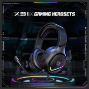 ONIKUMA X31 USB / 3.5mm Wired RGB Light Gaming Headset with Mic, Cable length: 2.2m(Black)