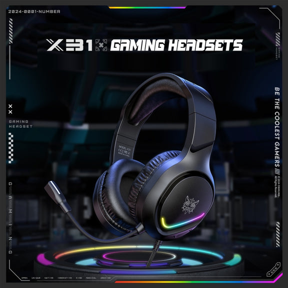 ONIKUMA X31 USB / 3.5mm Wired RGB Light Gaming Headset with Mic, Cable length: 2.2m(Black)