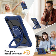 For Huawei Matepad SE 11 2024 Contrast Color Robot Silicone Hybrid PC Tablet Case(Navy Black)