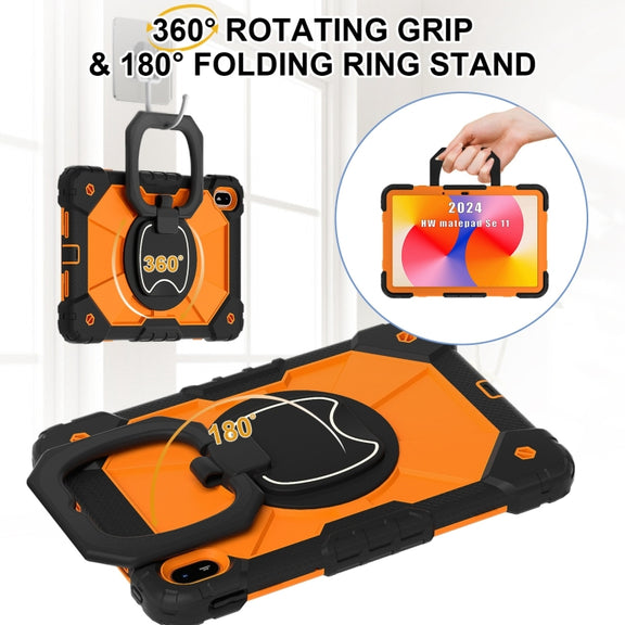 For Huawei Matepad SE 11 2024 Contrast Color Robot Silicone Hybrid PC Tablet Case(Black Orange)