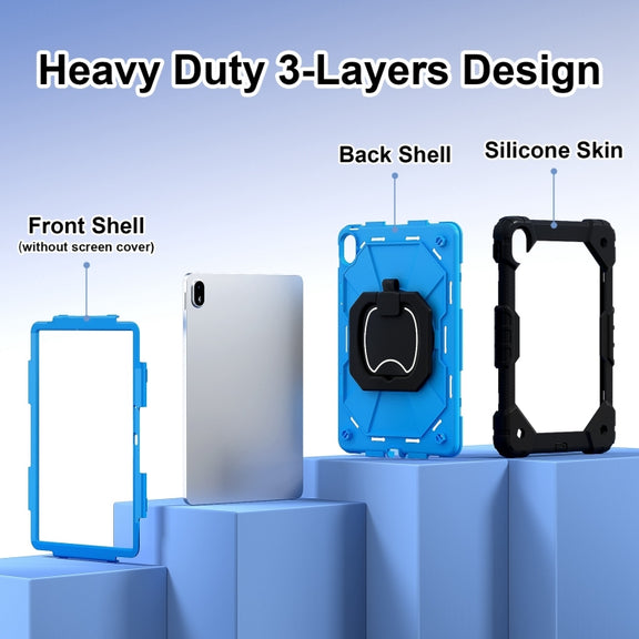 For Huawei Matepad SE 11 2024 Contrast Color Robot Silicone Hybrid PC Tablet Case(Black Blue)