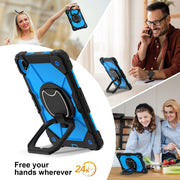 For Huawei Matepad SE 11 2024 Contrast Color Robot Silicone Hybrid PC Tablet Case(Black Blue)