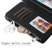 For iPhone 16 Pro Max Solid Color 2 in 1 Zipper Shockproof Phone Case(Black)