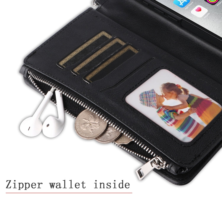 For iPhone 16 Pro Max Solid Color 2 in 1 Zipper Shockproof Phone Case(Black)
