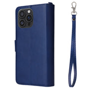 For iPhone 16 Pro Max Solid Color 2 in 1 Zipper Shockproof Phone Case(Blue)