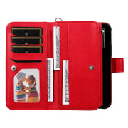 For iPhone 16 Pro Max Solid Color 2 in 1 Zipper Shockproof Phone Case(Red)