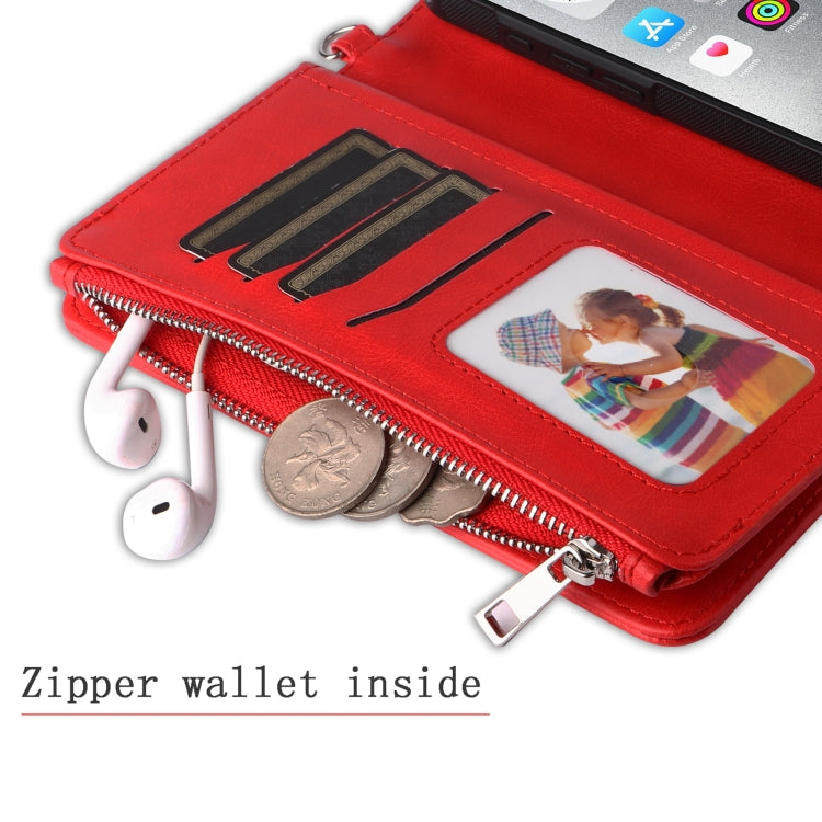 For iPhone 16 Pro Max Solid Color 2 in 1 Zipper Shockproof Phone Case(Red)