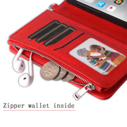 For iPhone 16 Pro Max Solid Color 2 in 1 Zipper Shockproof Phone Case(Red)