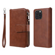 For iPhone 16 Pro Max Solid Color 2 in 1 Zipper Shockproof Phone Case(Brown) - iPhone 16 Pro Max Cases by PMC Jewellery | Online Shopping South Africa | PMC Jewellery | Buy Now Pay Later Mobicred