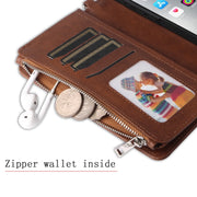 For iPhone 16 Pro Max Solid Color 2 in 1 Zipper Shockproof Phone Case(Brown)