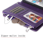 For iPhone 16 Pro Max Solid Color 2 in 1 Zipper Shockproof Phone Case(Purple)