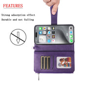 For iPhone 16 Pro Max Solid Color 2 in 1 Zipper Shockproof Phone Case(Purple)
