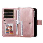 For iPhone 16 Pro Max Solid Color 2 in 1 Zipper Shockproof Phone Case(Rose Gold)