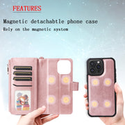 For iPhone 16 Pro Max Solid Color 2 in 1 Zipper Shockproof Phone Case(Rose Gold)