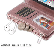 For iPhone 16 Pro Max Solid Color 2 in 1 Zipper Shockproof Phone Case(Rose Gold)