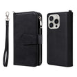 For iPhone 16 Pro Solid Color 2 in 1 Zipper Shockproof Phone Case(Black) - iPhone 16 Pro Cases by PMC TechLife | Online Shopping South Africa | PMC TechLife | Buy Now Pay Later Mobicred