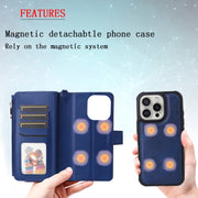 For iPhone 16 Pro Solid Color 2 in 1 Zipper Shockproof Phone Case(Blue)